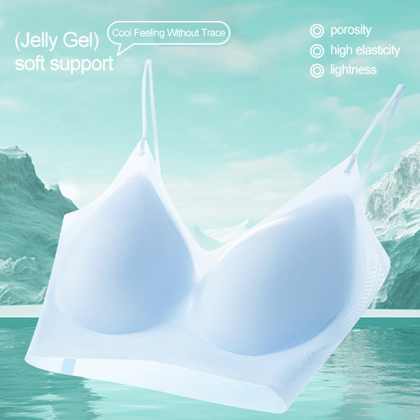 Ultra-Thin Printed Spaghetti Strap Bra – Seamless, Breathable, Antibacterial, Summer Cooling
