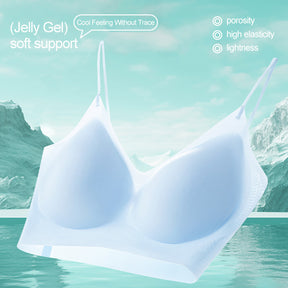 Ultra-Thin Printed Spaghetti Strap Bra – Seamless, Breathable, Antibacterial, Summer Cooling