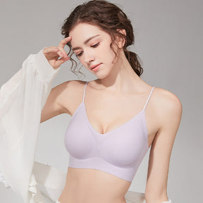 Ultra-Thin Printed Spaghetti Strap Bra – Seamless, Breathable, Antibacterial, Summer Cooling