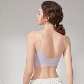 Ultra-Thin Printed Spaghetti Strap Bra – Seamless, Breathable, Antibacterial, Summer Cooling