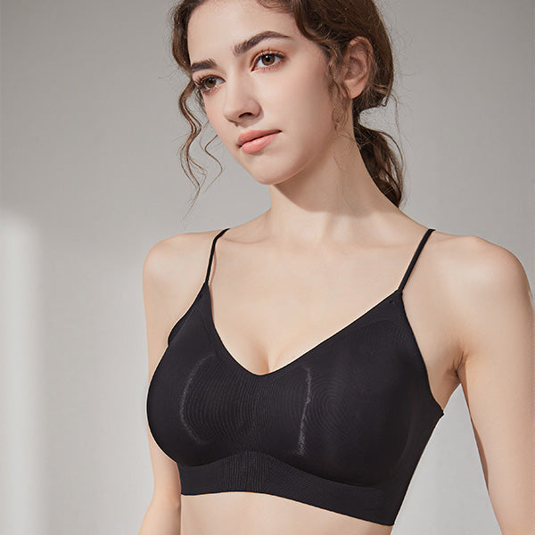 Ultra-Thin Printed Spaghetti Strap Bra – Seamless, Breathable, Antibacterial, Summer Cooling