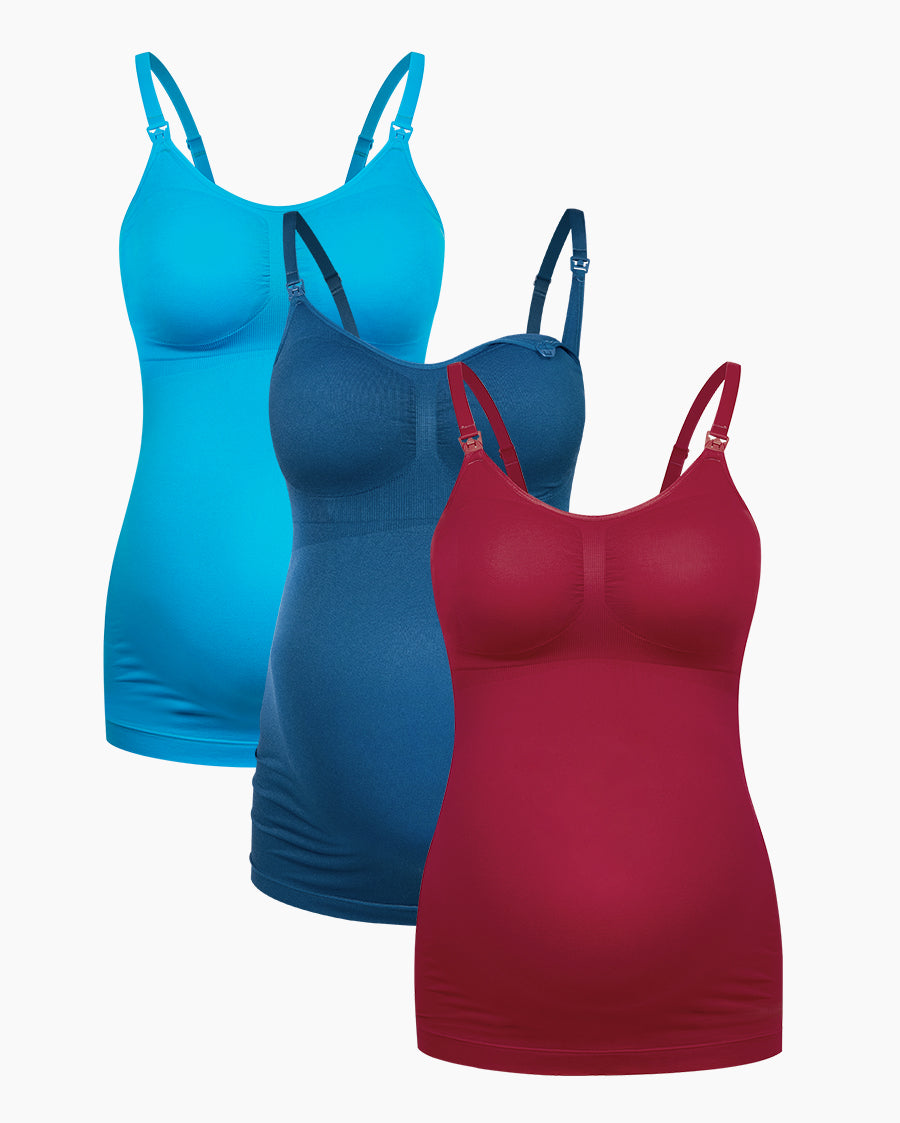 HOFISH Women's Seamless Maternity/Nursing Tank Tops with Built-in Bra Comfortable Stretch Camisole for Breastfeeding
