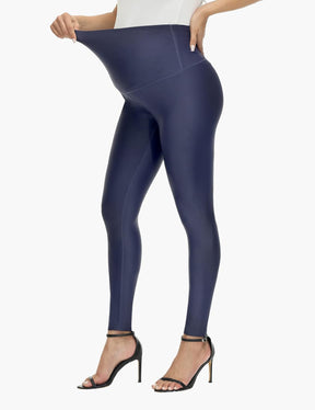 HOFISH Faux Leather Maternity Leggings for Women Over The Belly High Waist Pregnancy Yoga Workout Pants