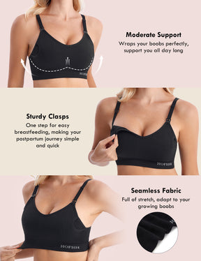 HOFISH Women's Seamless All-in-One Hands Free Pumping Bra Supportive Maternity Nursing & Everyday Bra