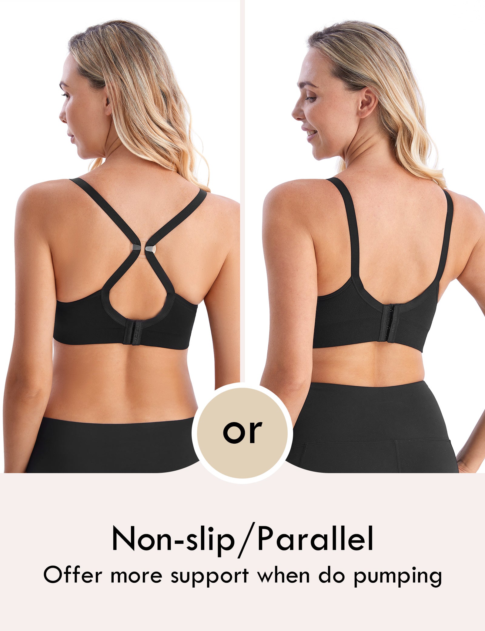 HOFISH Women's Seamless All-in-One Hands Free Pumping Bra Supportive Maternity Nursing & Everyday Bra