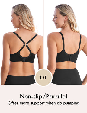 HOFISH Women's Seamless All-in-One Hands Free Pumping Bra Supportive Maternity Nursing & Everyday Bra