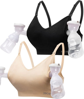 HOFISH Women's Seamless All-in-One Hands Free Pumping Bra Supportive Maternity Nursing & Everyday Bra
